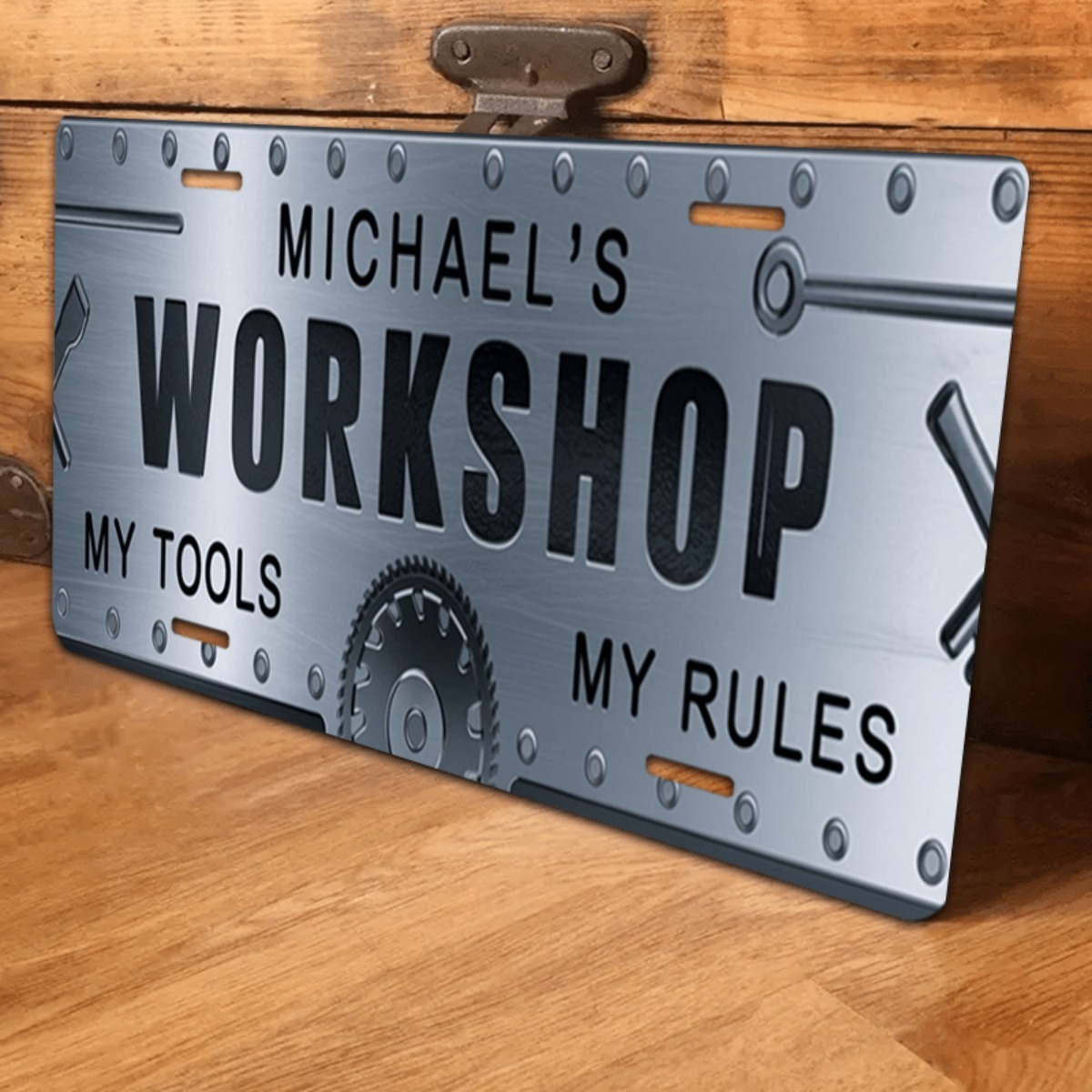 Workshop Tools Name - Gepersonaliseerde Naam Workshop Aluminium Bord 6x12