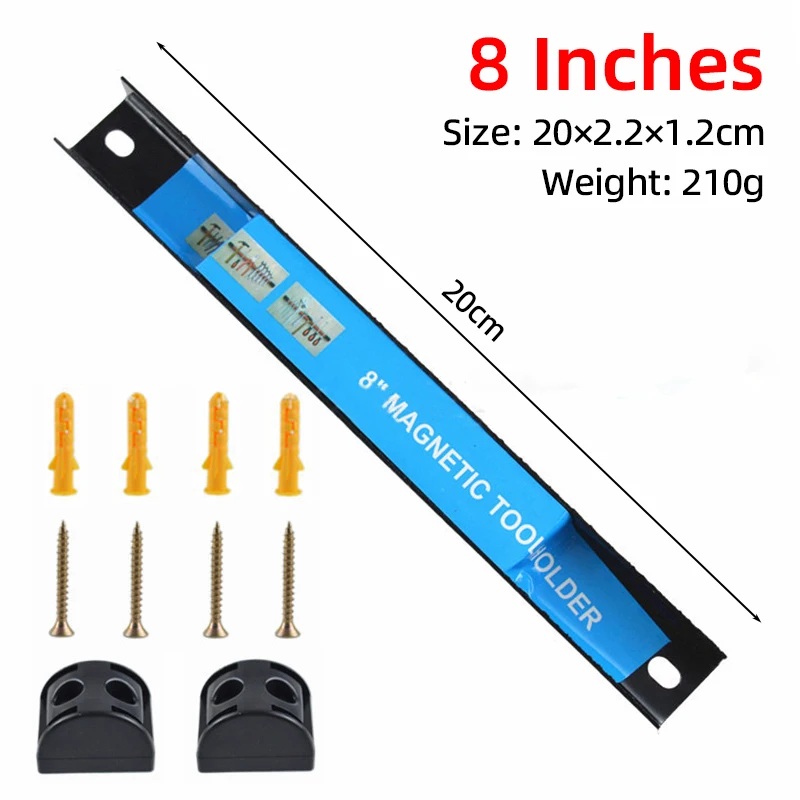 Workshop Tools Wall - 8 inch magnetische gereedschapsbalk, metalen hardwarerek