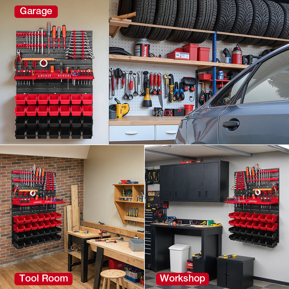 Workshop Tools Wall - Gereedschapswandrek Gereedschapshouders 28 stapelbare dozen Wandgemonteerd