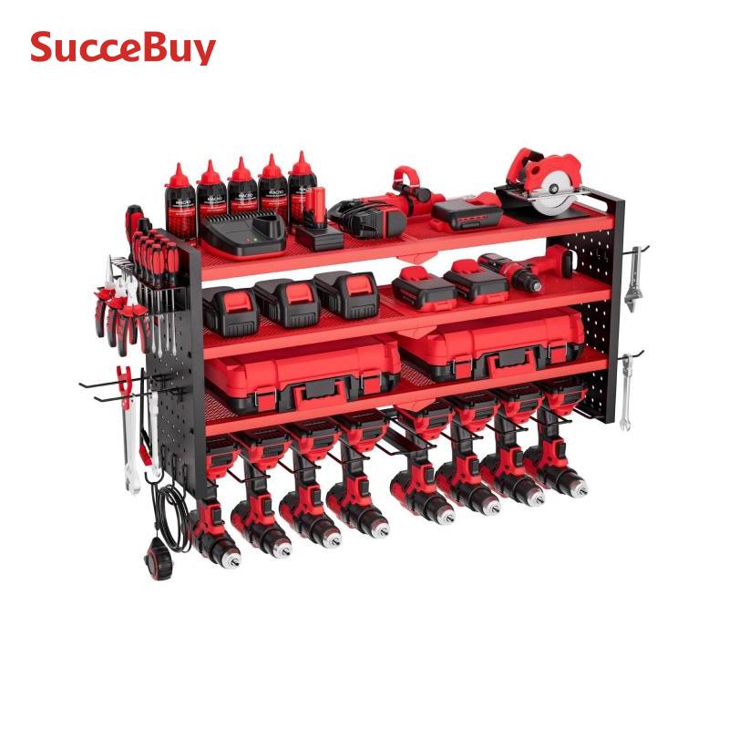 Power Tools In Workshop - SucceBuy 4-laags handgereedschap organizer rek wandmontage