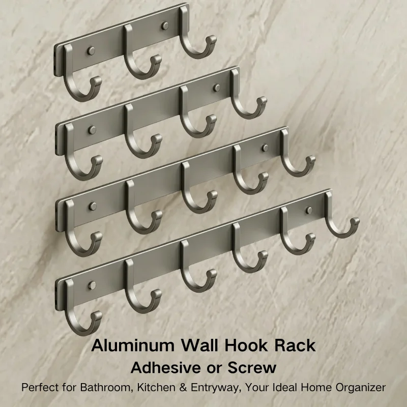 Screw Organizer Kit - Aluminium wandhaakrek – zonder boren, zelfklevend/schroefmontage,