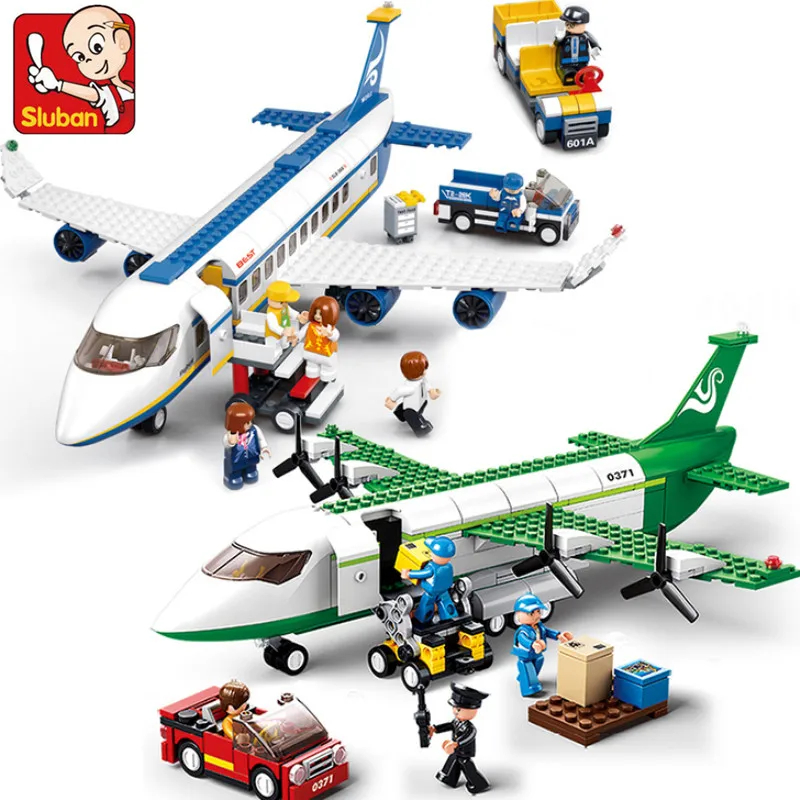 Hand Plane Block - Creatieve stad Airbus vrachtvliegtuig bouwstenen luchtambulance