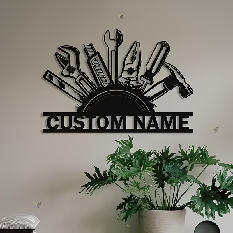 Workshop Tools Name - Op maat gemaakte metalen gereedschaps-wanddecoratie -